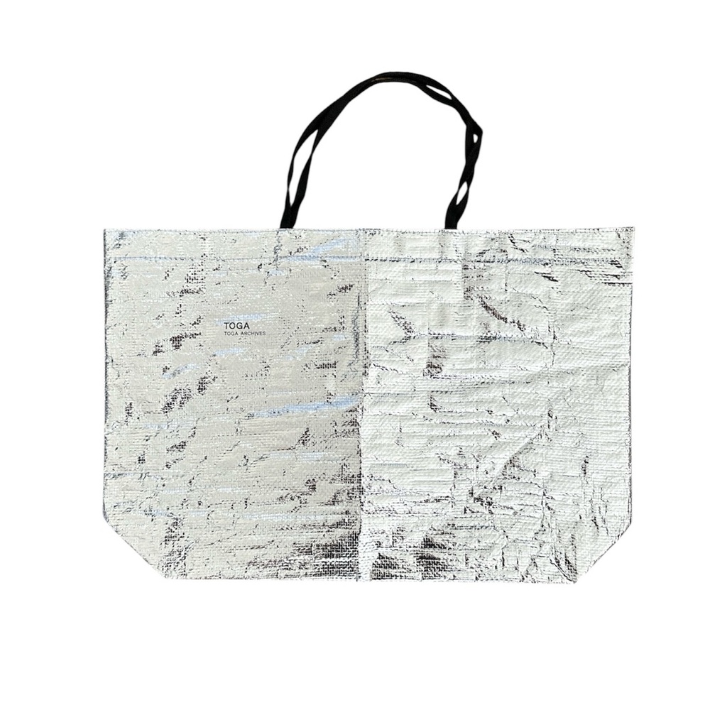 Reusable TOGA Archives Pulla Metallic Silver Shopping Tote Bag Medium